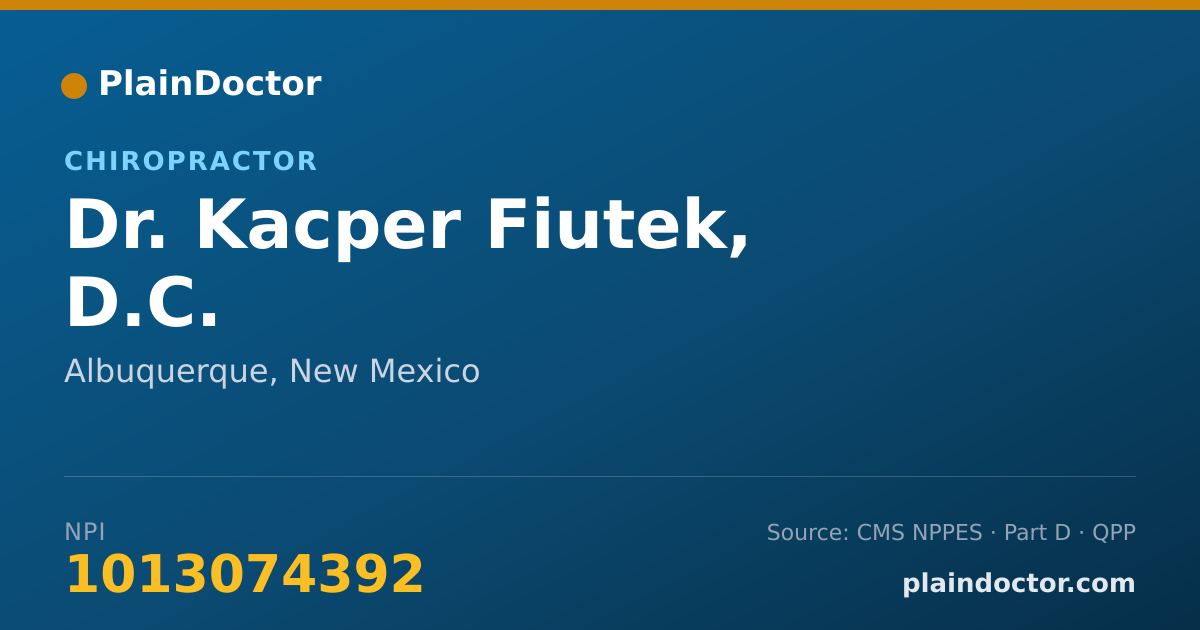 Shareable card for Kacper Fiutek, D.C. - Chiropractor, Albuquerque, NM