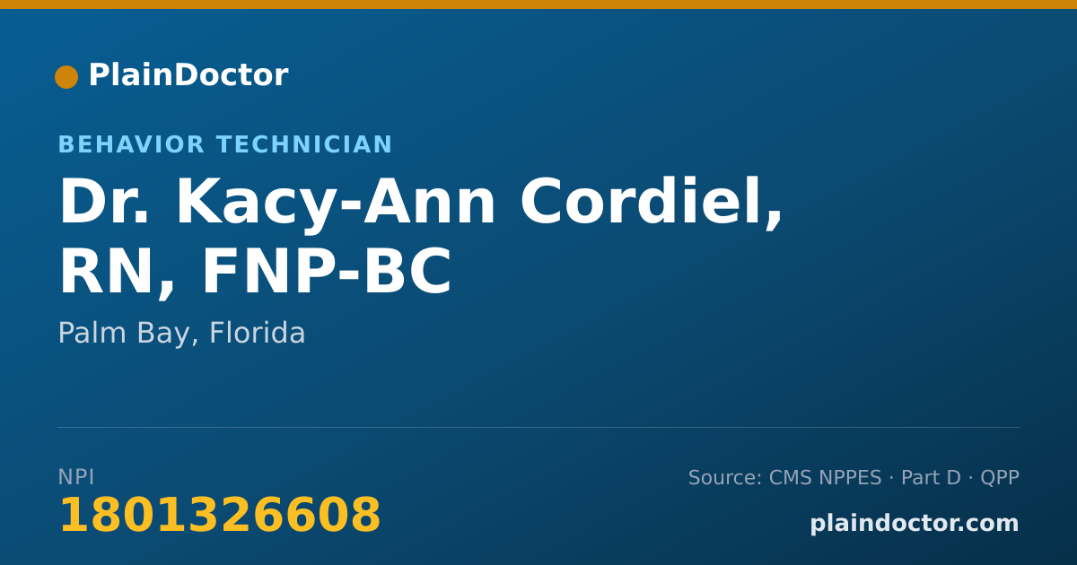 Shareable card for Kacy-Ann Cordiel, RN, FNP-BC - Behavior Technician, Palm Bay, FL