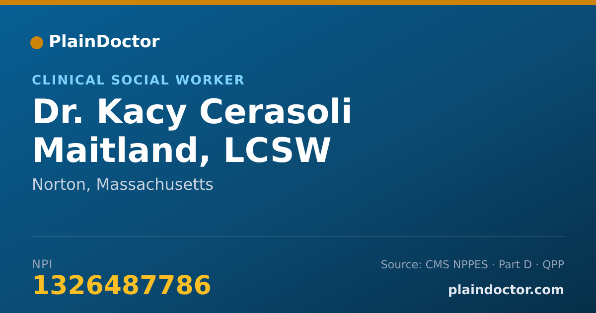 Shareable card for Kacy Cerasoli Maitland, LCSW - Clinical Social Worker, Norton, MA