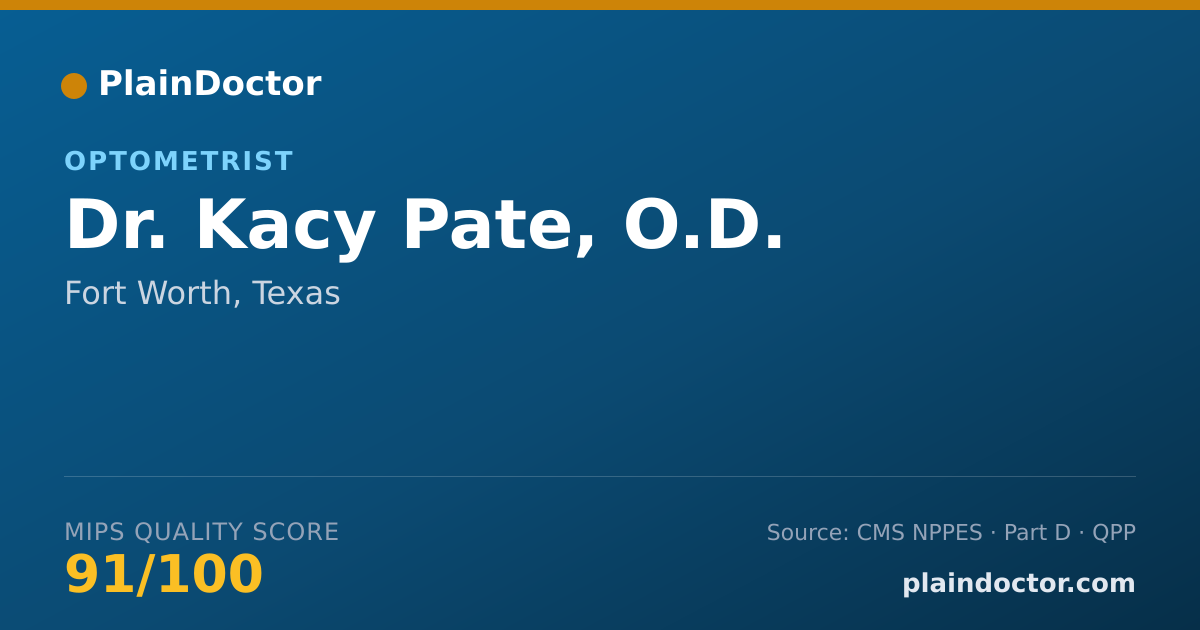 Shareable card for Kacy Pate, O.D. - Optometrist, Fort Worth, TX