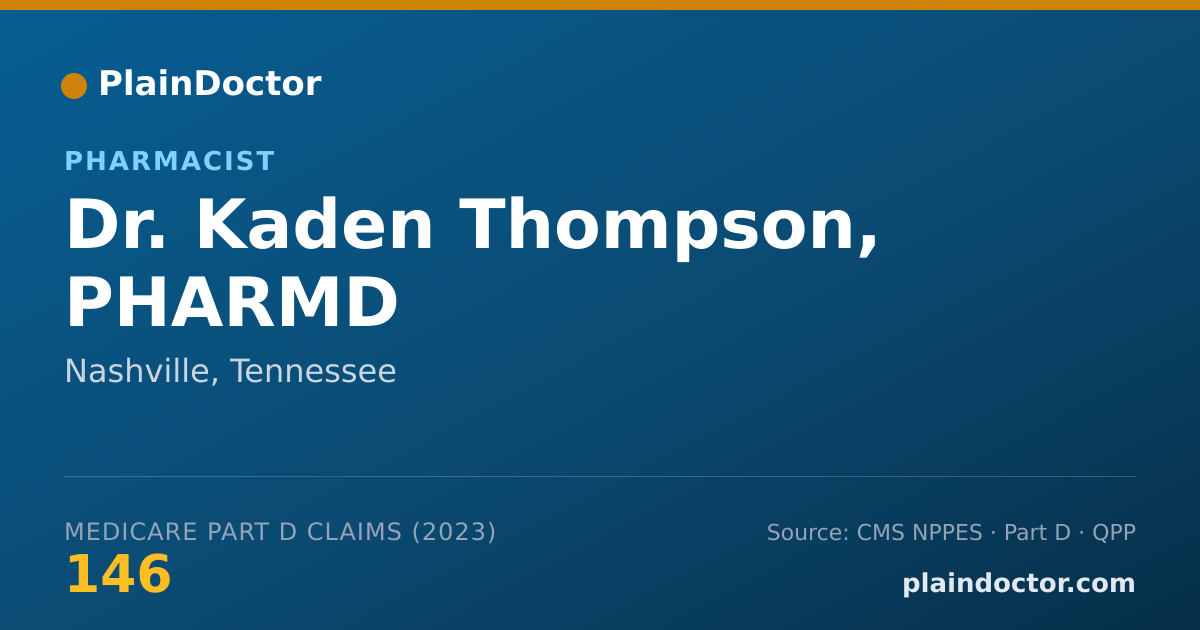 Shareable card for Kaden Thompson, PHARMD - Pharmacist, Nashville, TN