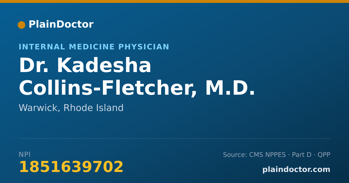 Shareable card for Kadesha Collins-Fletcher, M.D. - Internal Medicine Physician, Warwick, RI
