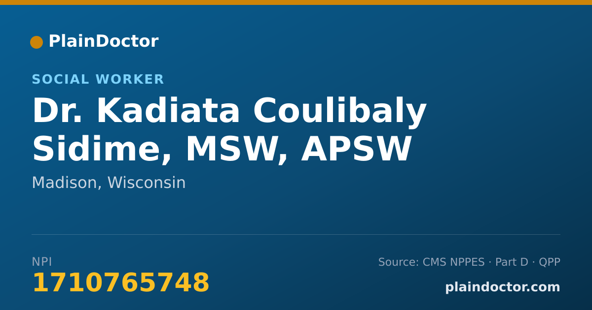Shareable card for Kadiata Coulibaly Sidime, MSW, APSW - Social Worker, Madison, WI