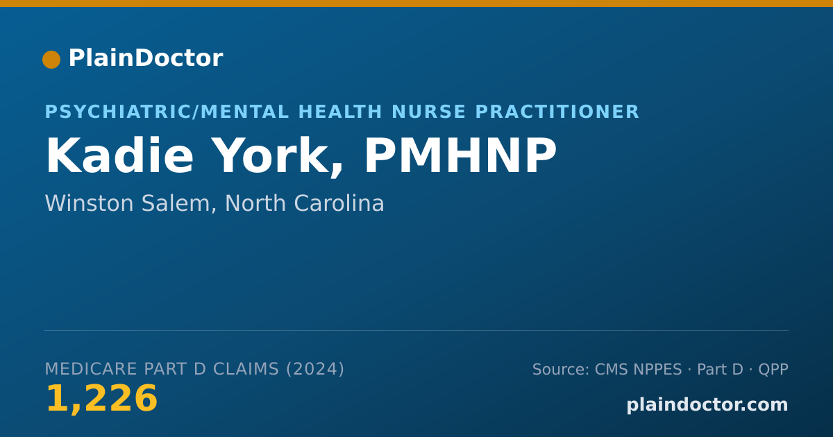 Shareable card for Kadie York, PMHNP - Psychiatric/Mental Health Nurse Practitioner, Winston Salem, NC