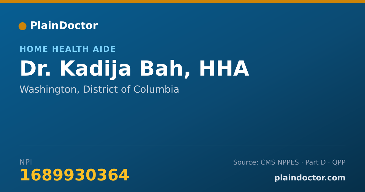 Shareable card for Kadija Bah, HHA - Home Health Aide, Washington, DC