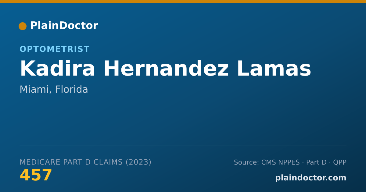 Shareable card for Kadira Hernandez Lamas - Optometrist, Miami, FL