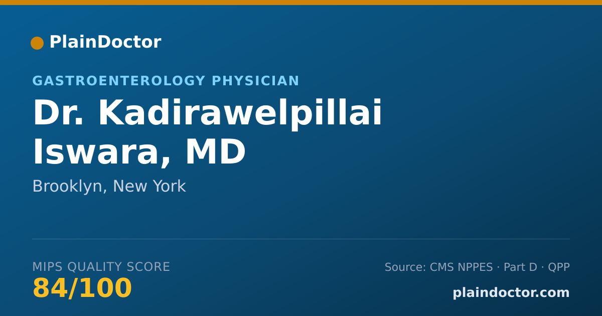 Shareable card for Kadirawelpillai Iswara, MD - Gastroenterology Physician, Brooklyn, NY