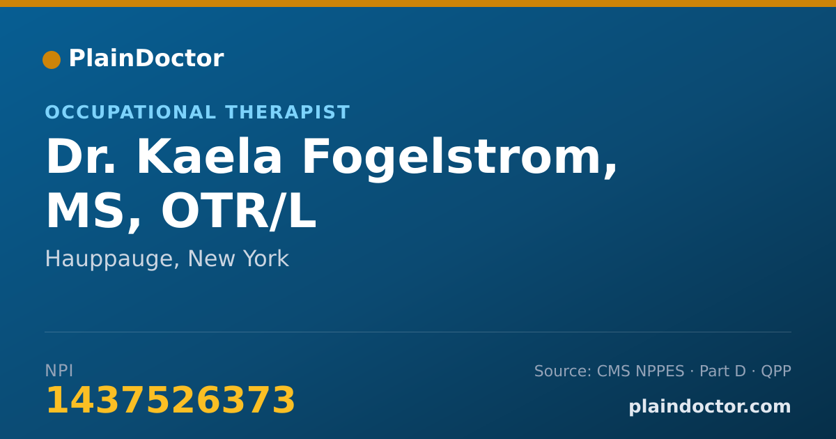 Shareable card for Kaela Fogelstrom, MS, OTR/L - Occupational Therapist, Hauppauge, NY