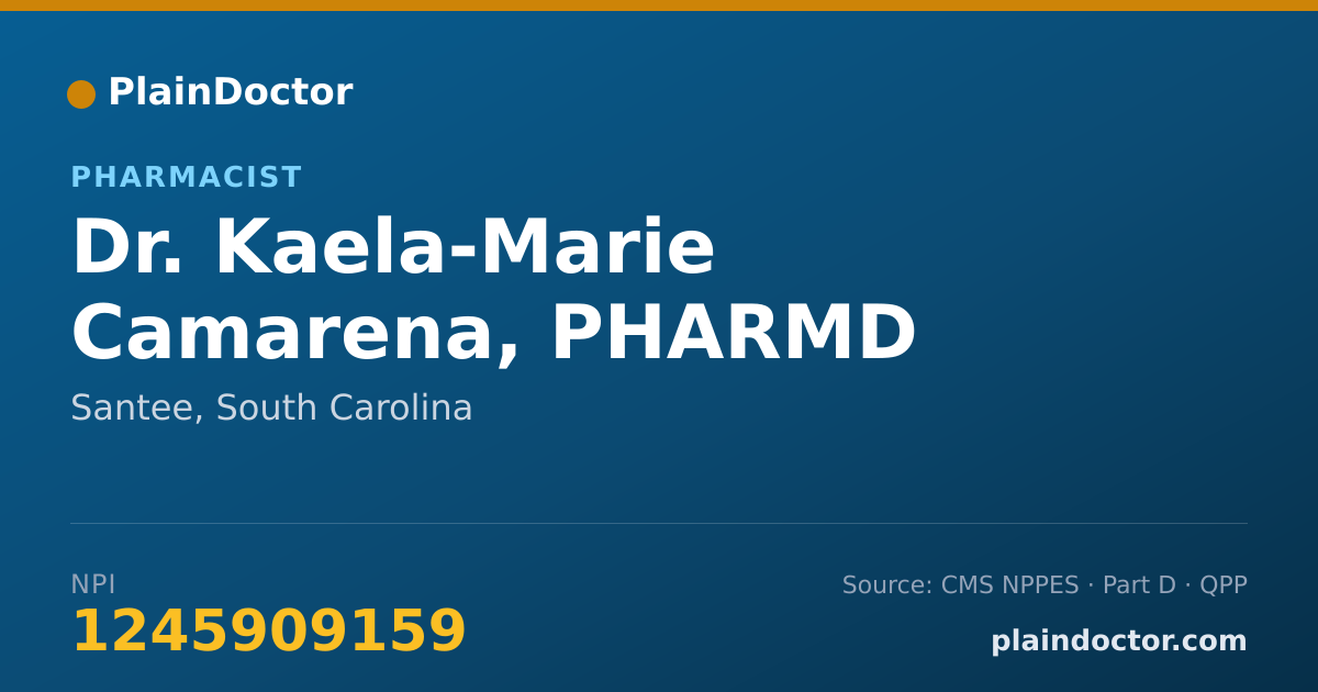 Shareable card for Kaela-Marie Camarena, PHARMD - Pharmacist, Santee, SC