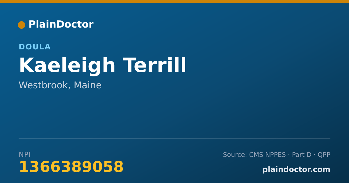 Shareable card for Kaeleigh Terrill - Doula, Westbrook, ME