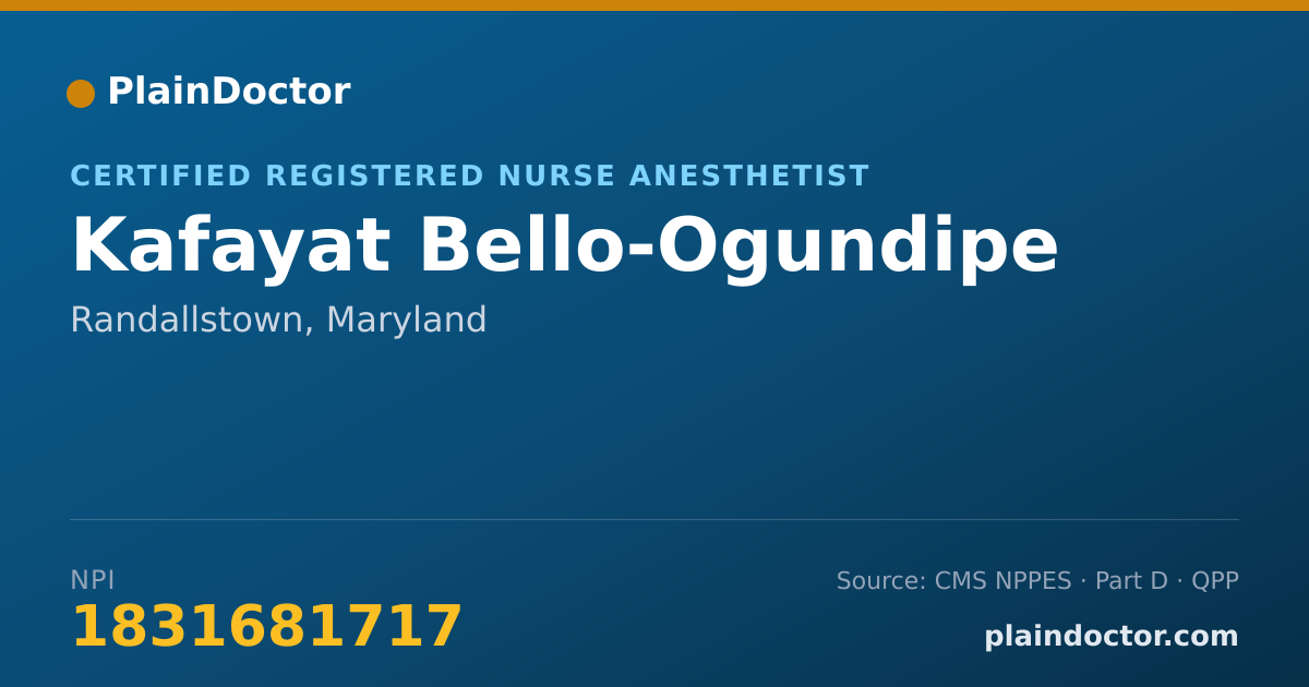 Shareable card for Kafayat Bello-Ogundipe - Certified Registered Nurse Anesthetist, Randallstown, MD