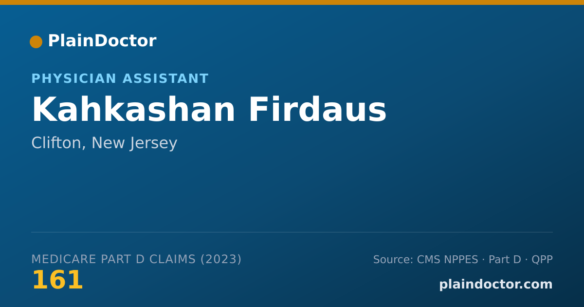 Shareable card for Kahkashan Firdaus - Physician Assistant, Clifton, NJ