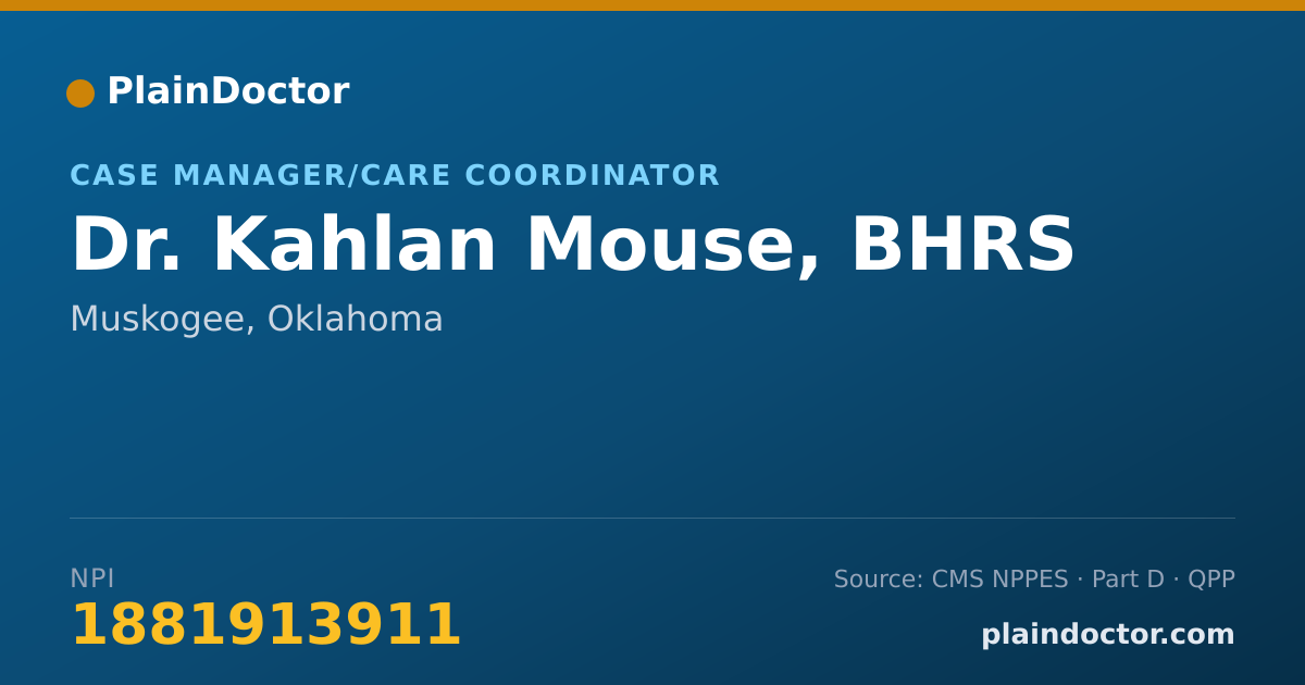 Shareable card for Kahlan Mouse, BHRS - Case Manager/Care Coordinator, Muskogee, OK
