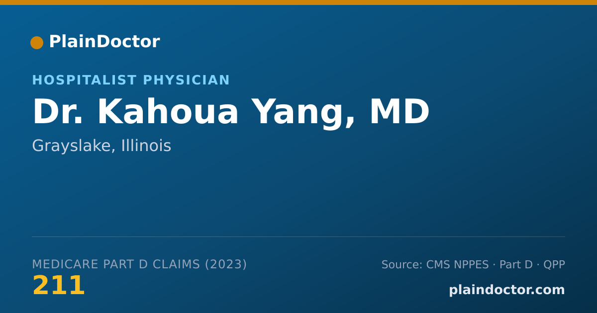 Shareable card for Kahoua Yang, MD - Hospitalist Physician, Grayslake, IL
