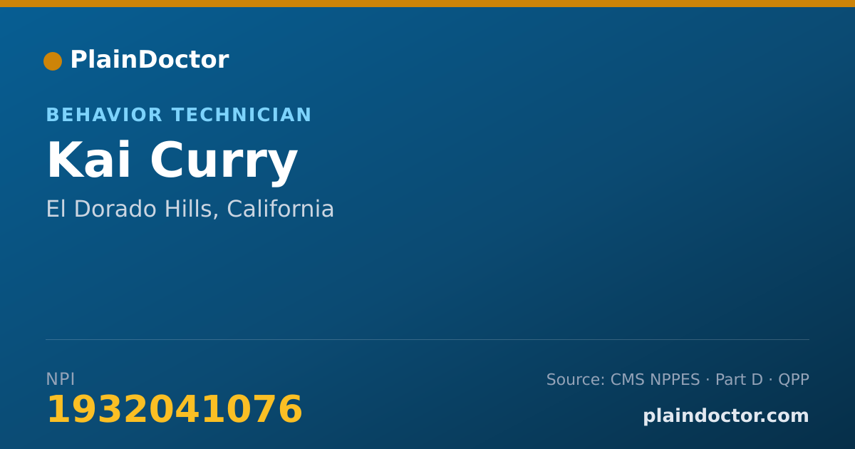 Shareable card for Kai Curry - Behavior Technician, El Dorado Hills, CA