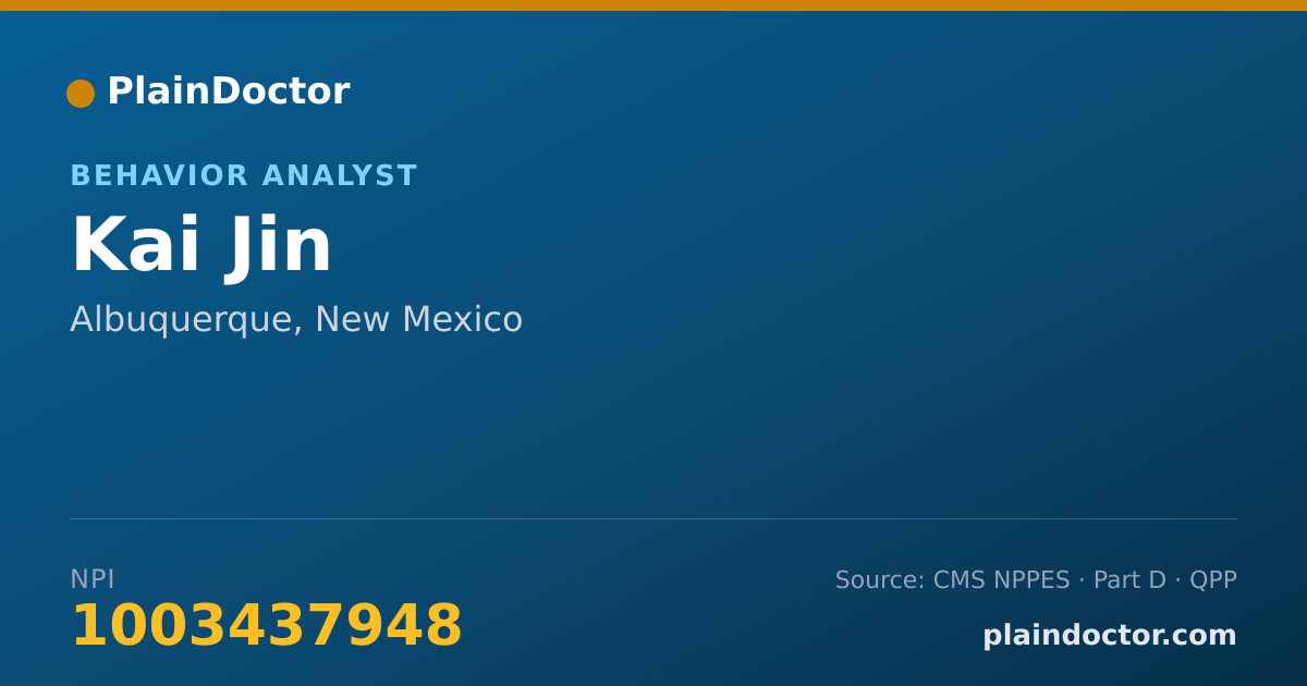 Shareable card for Kai Jin - Behavior Analyst, Albuquerque, NM