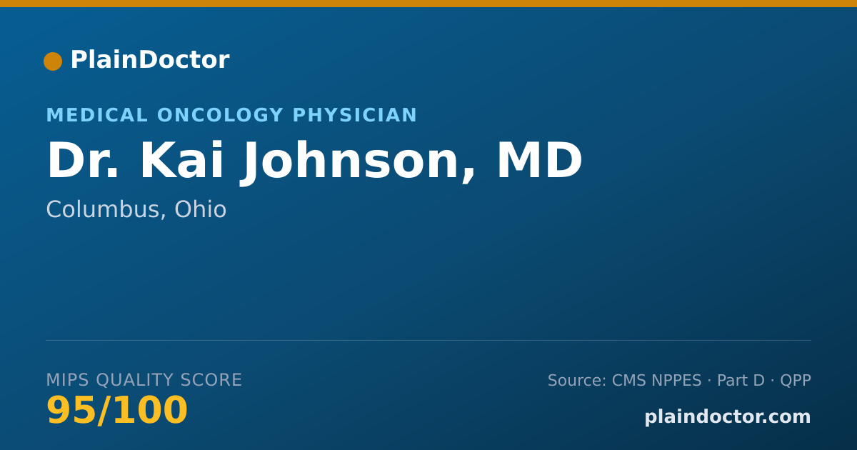 Shareable card for Kai Johnson, MD - Medical Oncology Physician, Columbus, OH