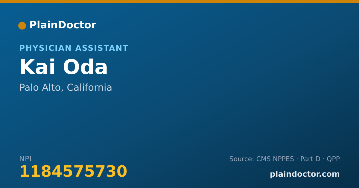 Shareable card for Kai Oda - Physician Assistant, Palo Alto, CA