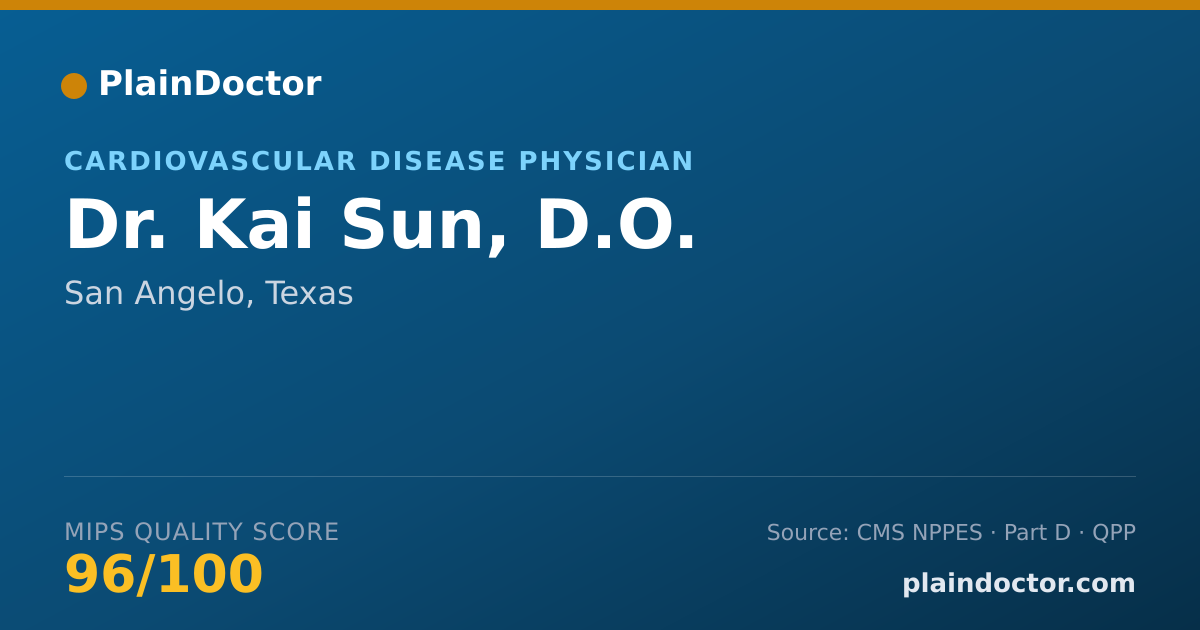 Shareable card for Kai Sun, D.O. - Cardiovascular Disease Physician, San Angelo, TX