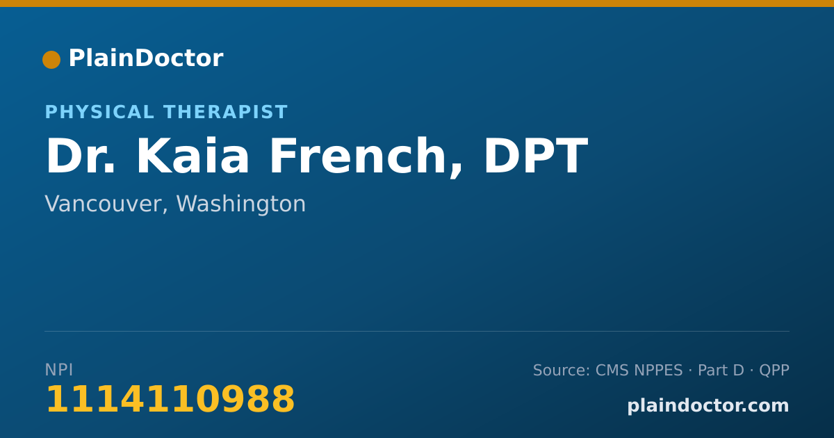 Shareable card for Kaia French, DPT - Physical Therapist, Vancouver, WA