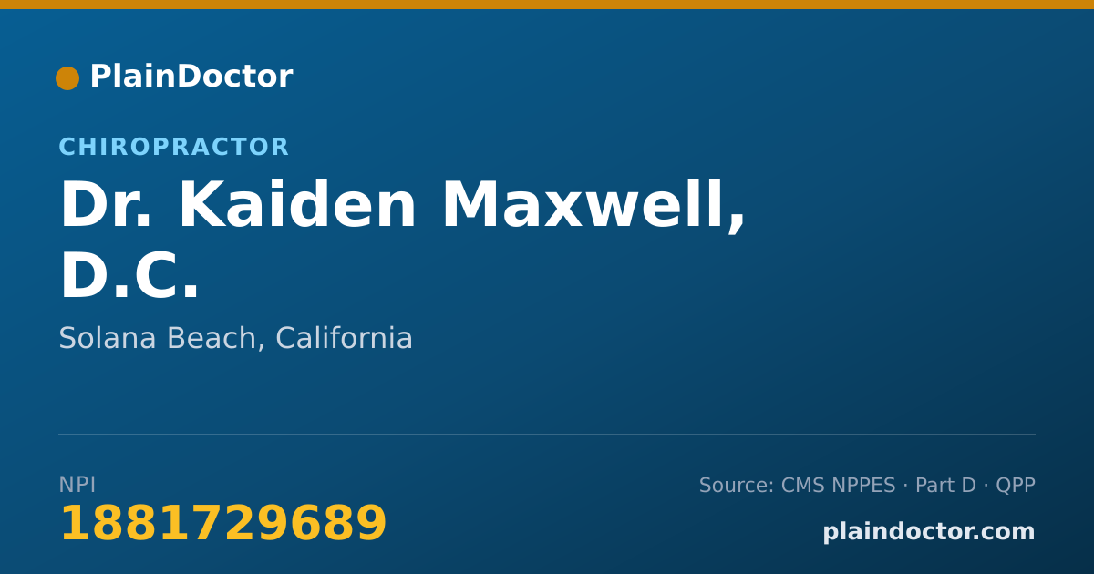 Shareable card for Kaiden Maxwell, D.C. - Chiropractor, Solana Beach, CA