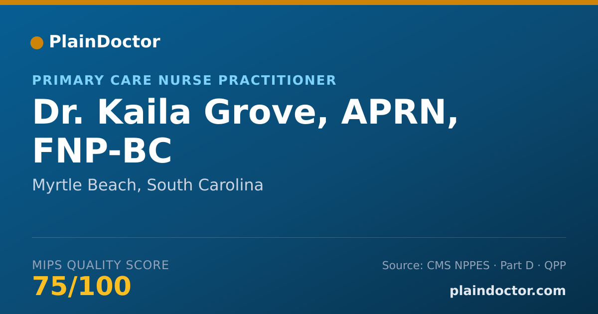 Shareable card for Kaila Grove, APRN, FNP-BC - Primary Care Nurse Practitioner, Myrtle Beach, SC