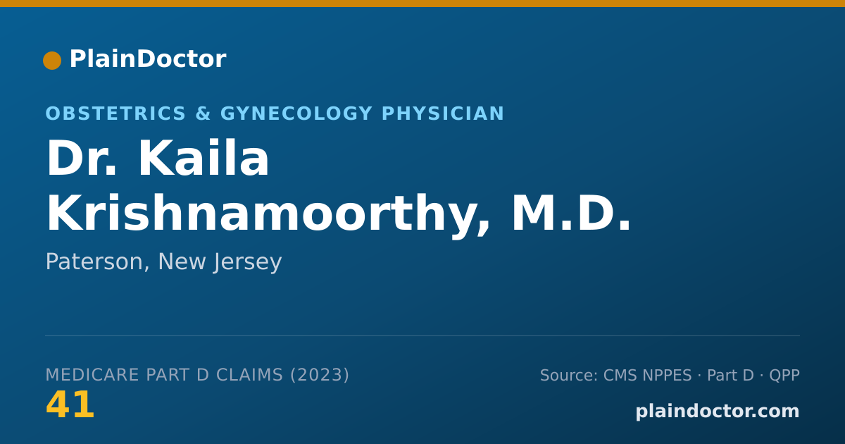 Shareable card for Kaila Krishnamoorthy, M.D. - Obstetrics & Gynecology Physician, Paterson, NJ