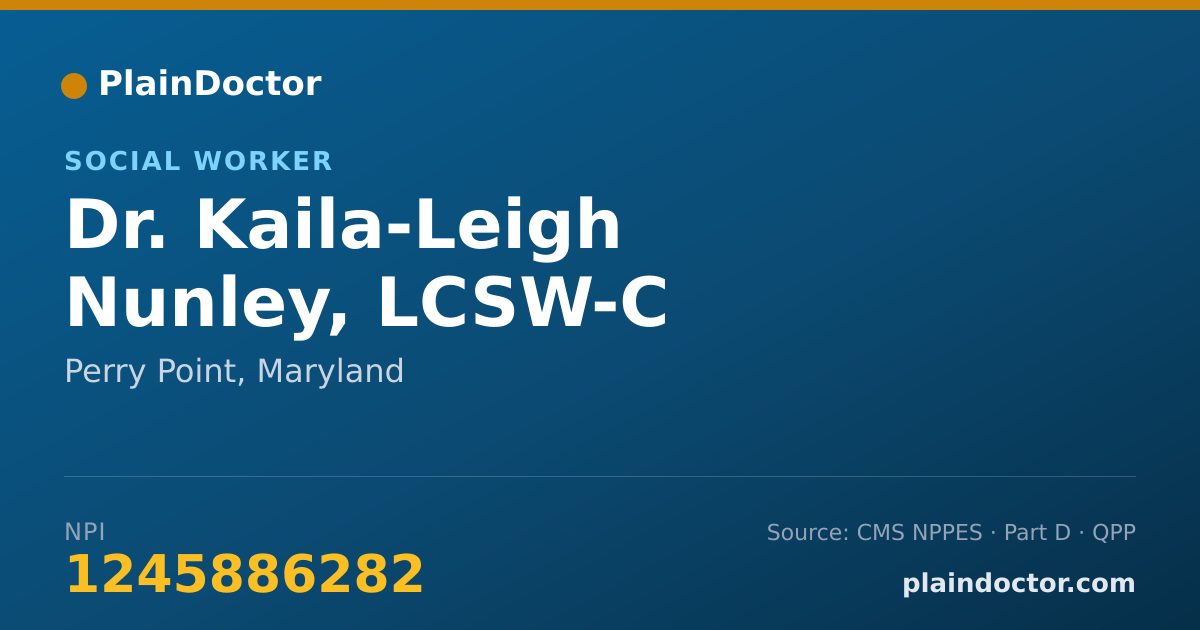 Shareable card for Kaila-Leigh Nunley, LCSW-C - Social Worker, Perry Point, MD