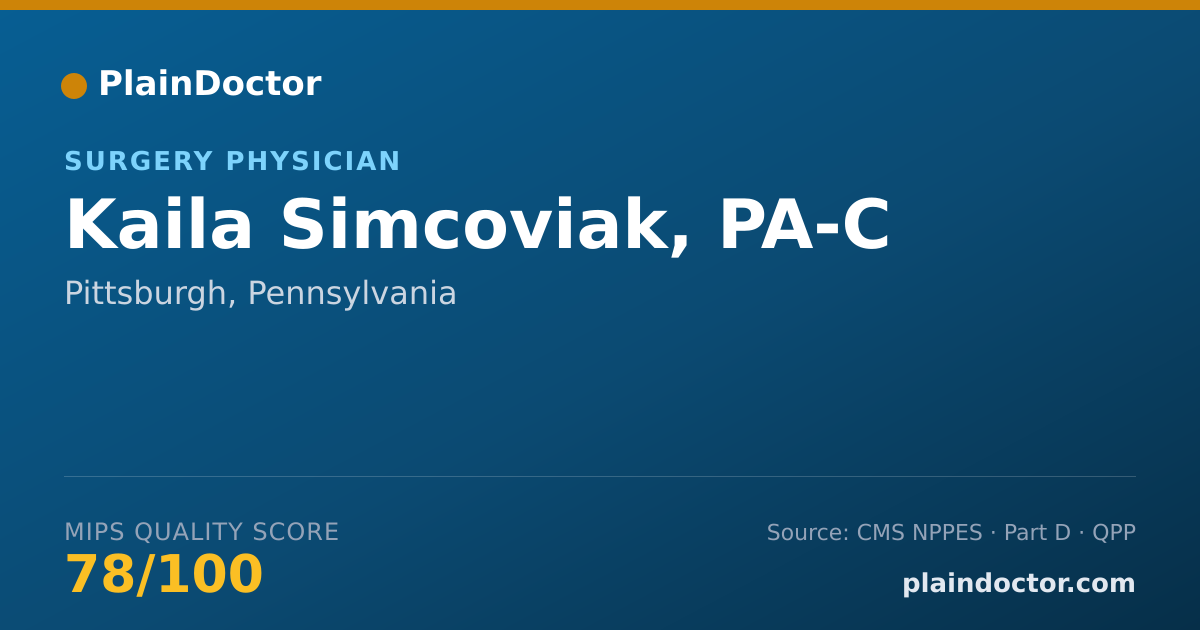 Shareable card for Kaila Simcoviak, PA-C - Surgery Physician, Pittsburgh, PA