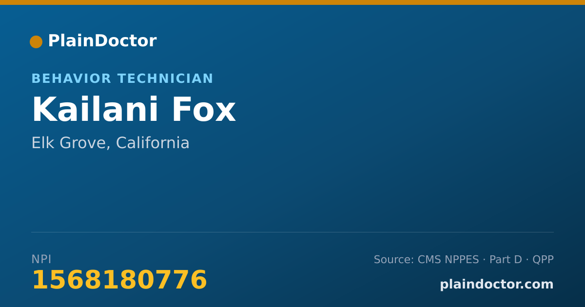 Shareable card for Kailani Fox - Behavior Technician, Elk Grove, CA