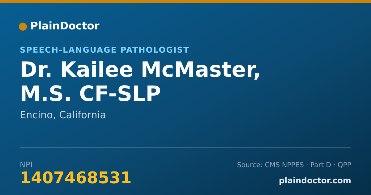 Shareable card for Kailee McMaster, M.S. CF-SLP - Speech-Language Pathologist, Encino, CA