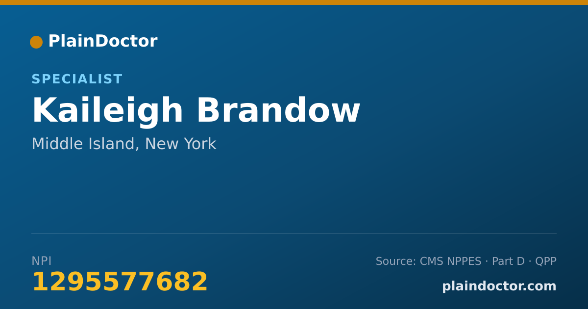 Shareable card for Kaileigh Brandow - Specialist, Middle Island, NY