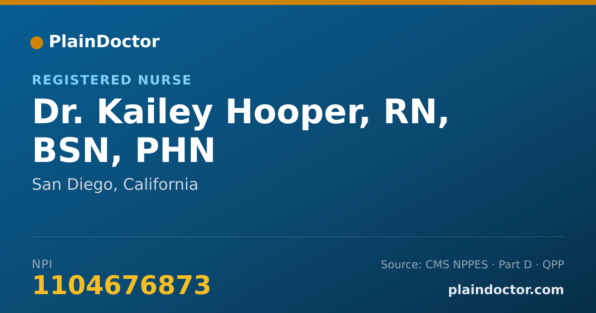 Shareable card for Kailey Hooper, RN,  BSN, PHN - Registered Nurse, San Diego, CA