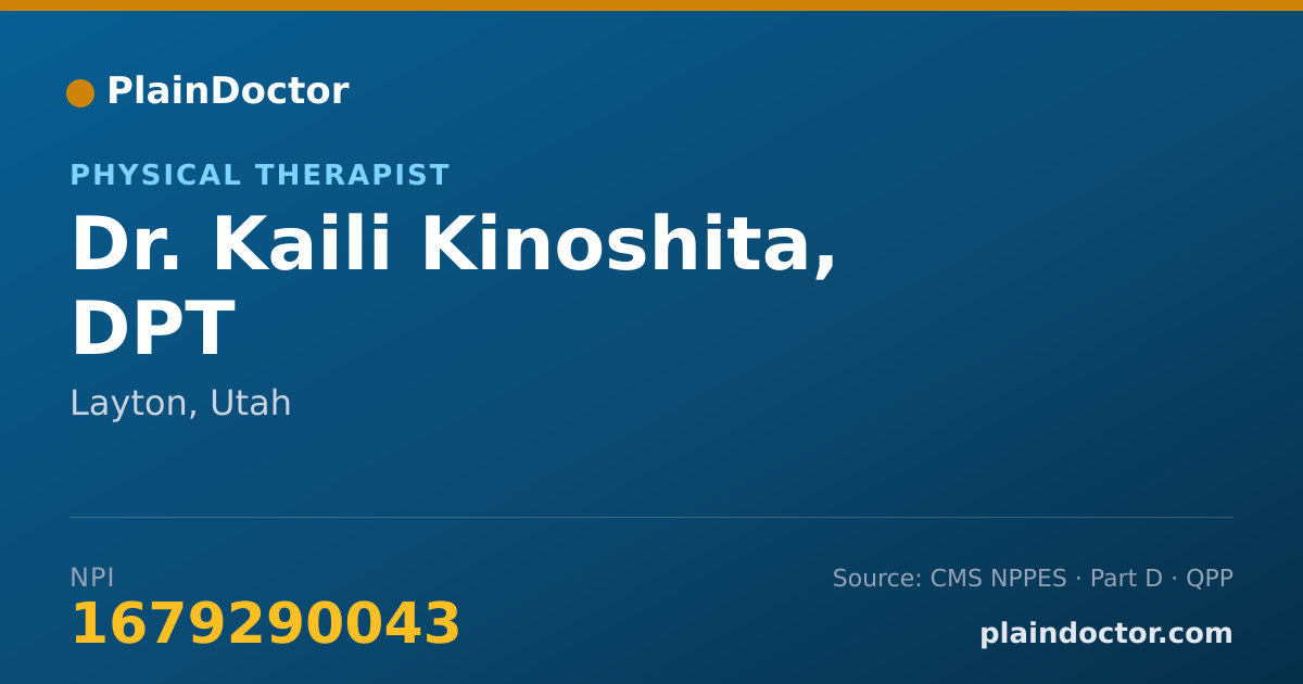 Shareable card for Kaili Kinoshita, DPT - Physical Therapist, Layton, UT