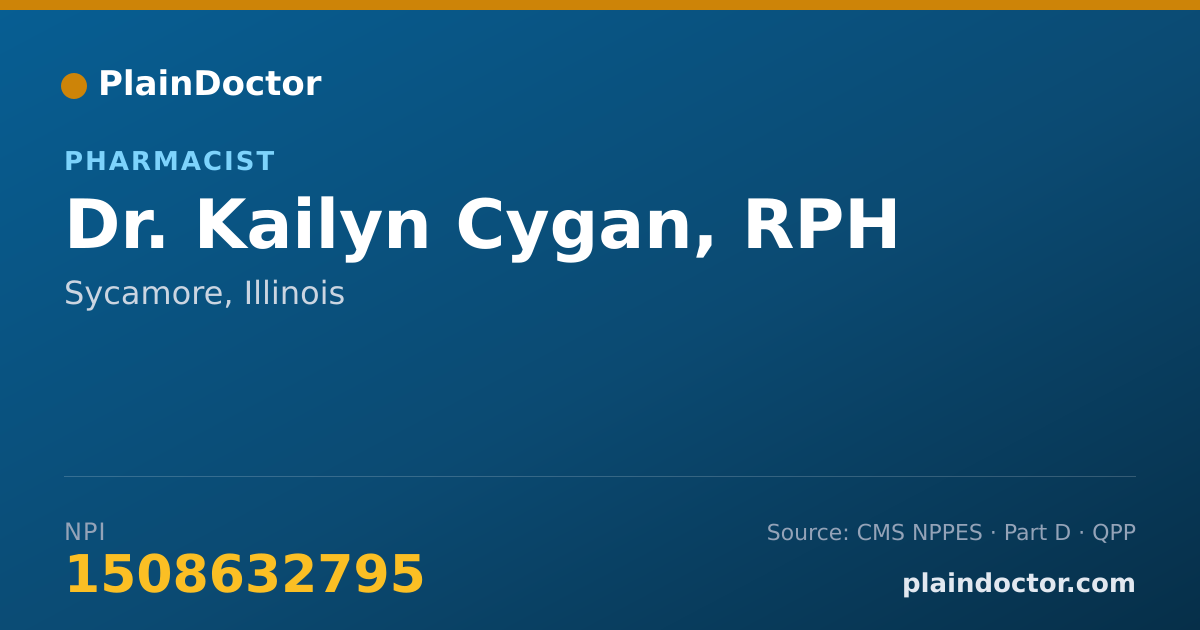Shareable card for Kailyn Cygan, RPH - Pharmacist, Sycamore, IL