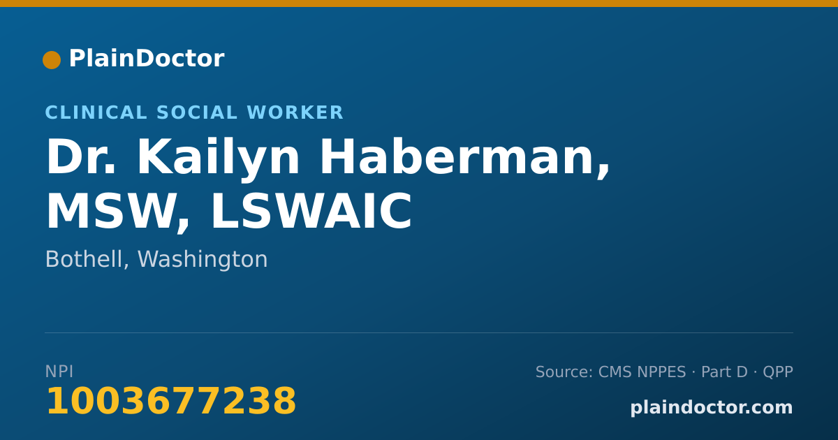 Shareable card for Kailyn Haberman, MSW, LSWAIC - Clinical Social Worker, Bothell, WA