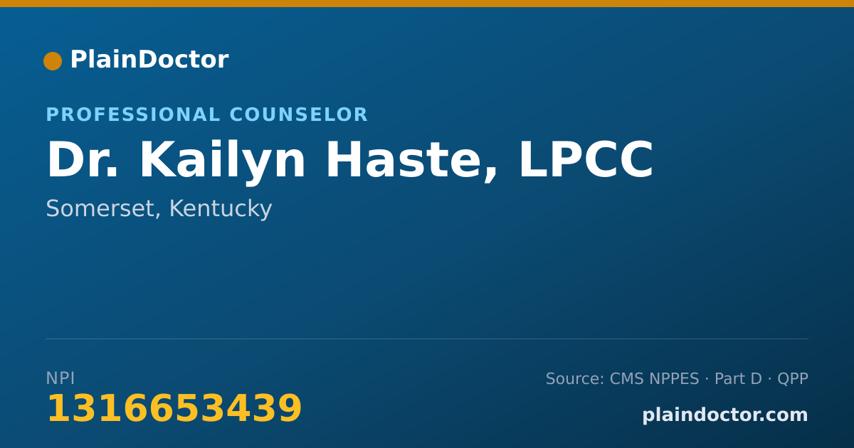 Shareable card for Kailyn Haste, LPCC - Professional Counselor, Somerset, KY