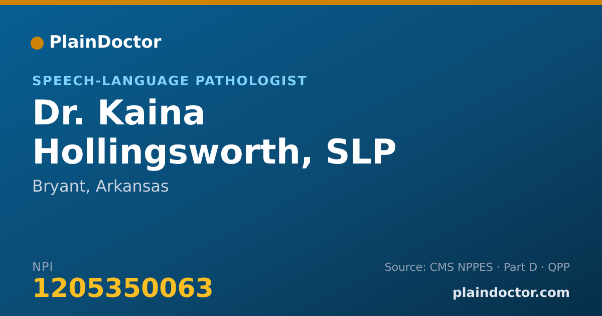 Shareable card for Kaina Hollingsworth, SLP - Speech-Language Pathologist, Bryant, AR