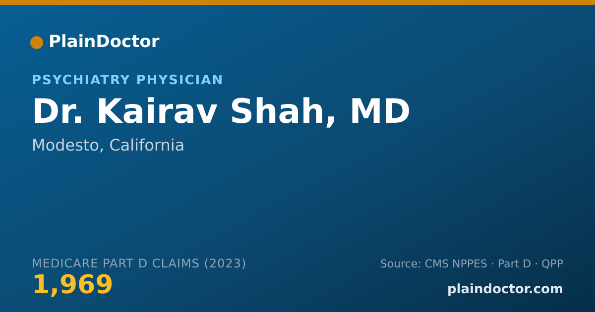 Shareable card for Kairav Shah, MD - Psychiatry Physician, Modesto, CA