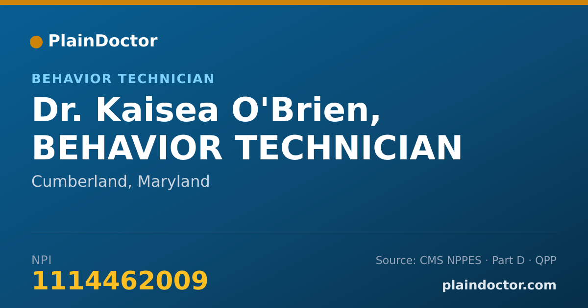 Shareable card for Kaisea O'Brien, BEHAVIOR TECHNICIAN - Behavior Technician, Cumberland, MD