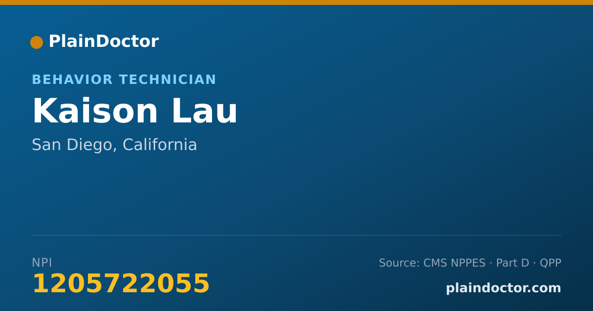 Shareable card for Kaison Lau - Behavior Technician, San Diego, CA