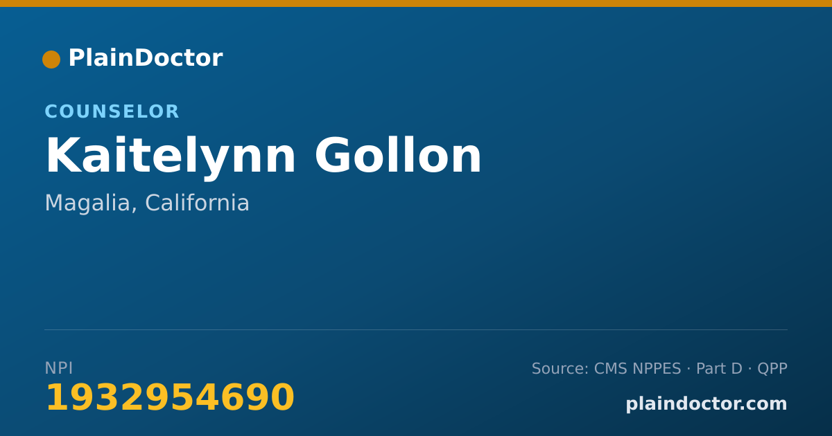 Shareable card for Kaitelynn Gollon - Counselor, Magalia, CA