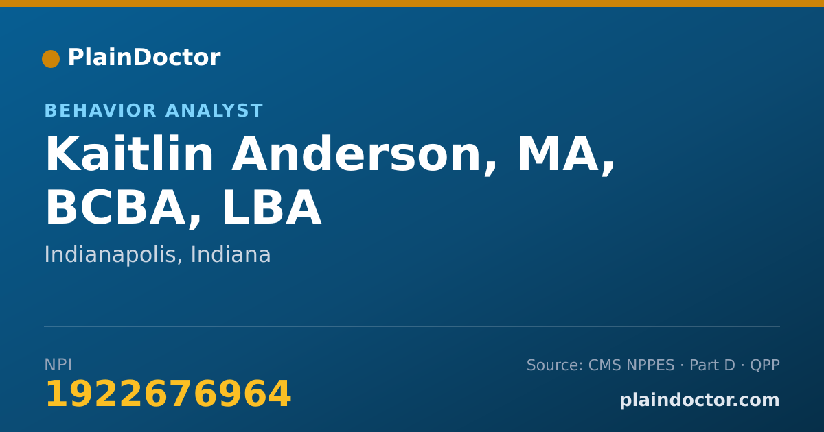 Shareable card for Kaitlin Anderson, MA, BCBA, LBA - Behavior Analyst, Indianapolis, IN