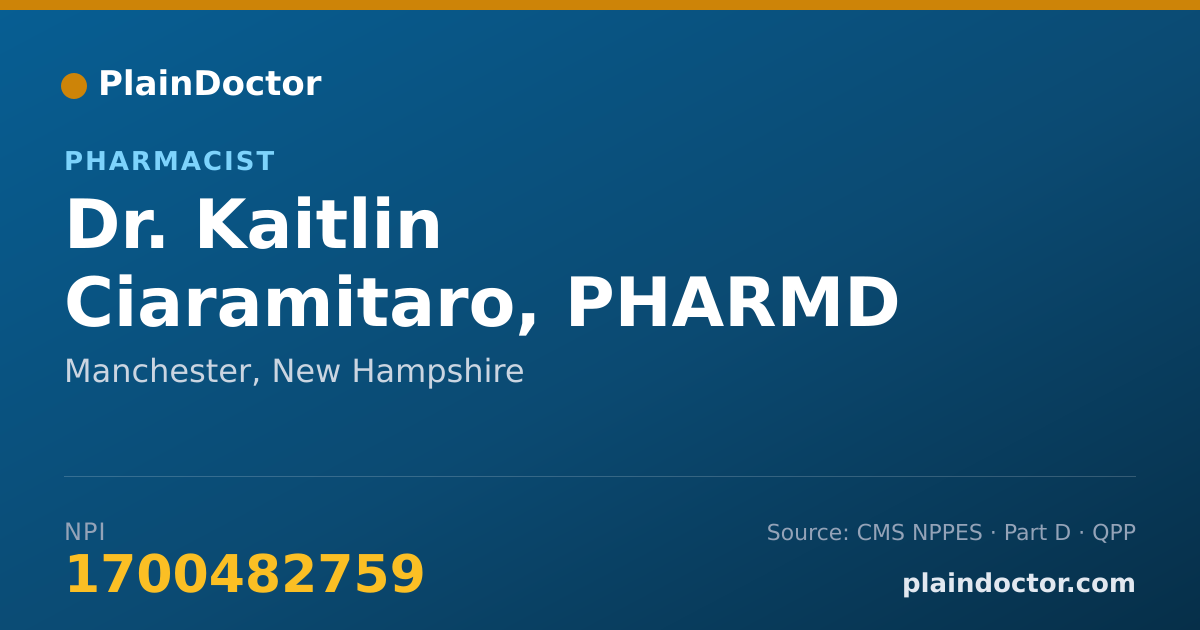 Shareable card for Kaitlin Ciaramitaro, PHARMD - Pharmacist, Manchester, NH