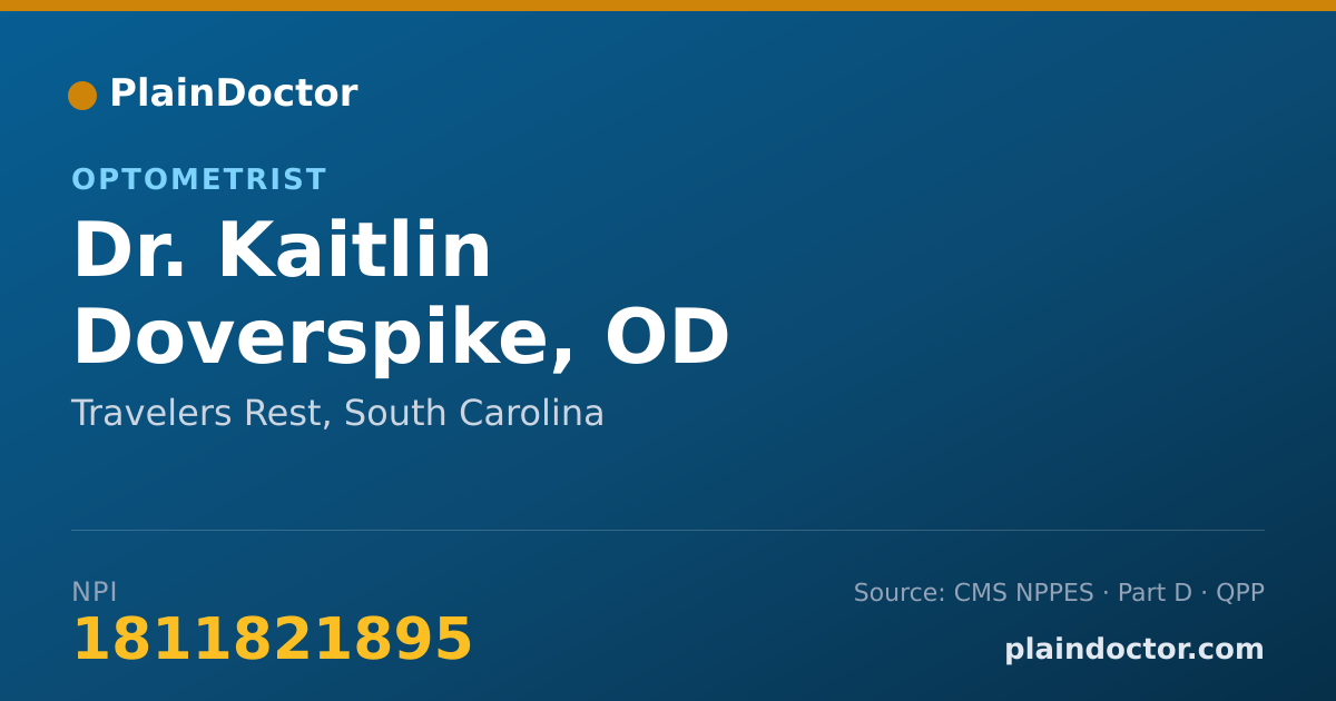 Shareable card for Kaitlin Doverspike, OD - Optometrist, Travelers Rest, SC