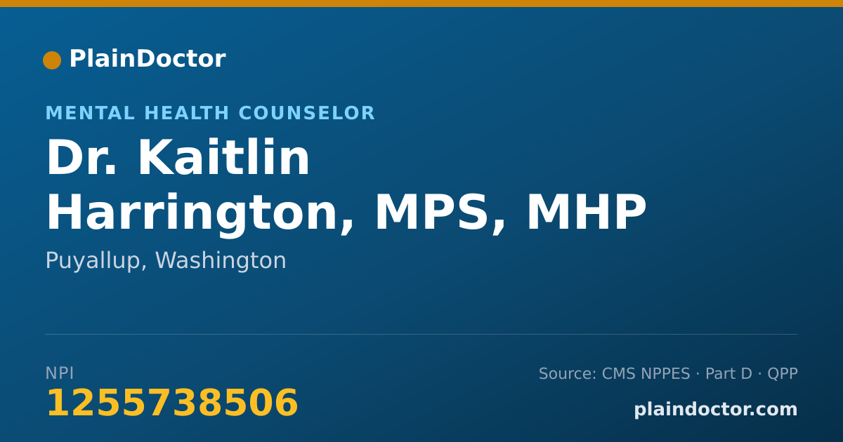 Shareable card for Kaitlin Harrington, MPS, MHP - Mental Health Counselor, Puyallup, WA