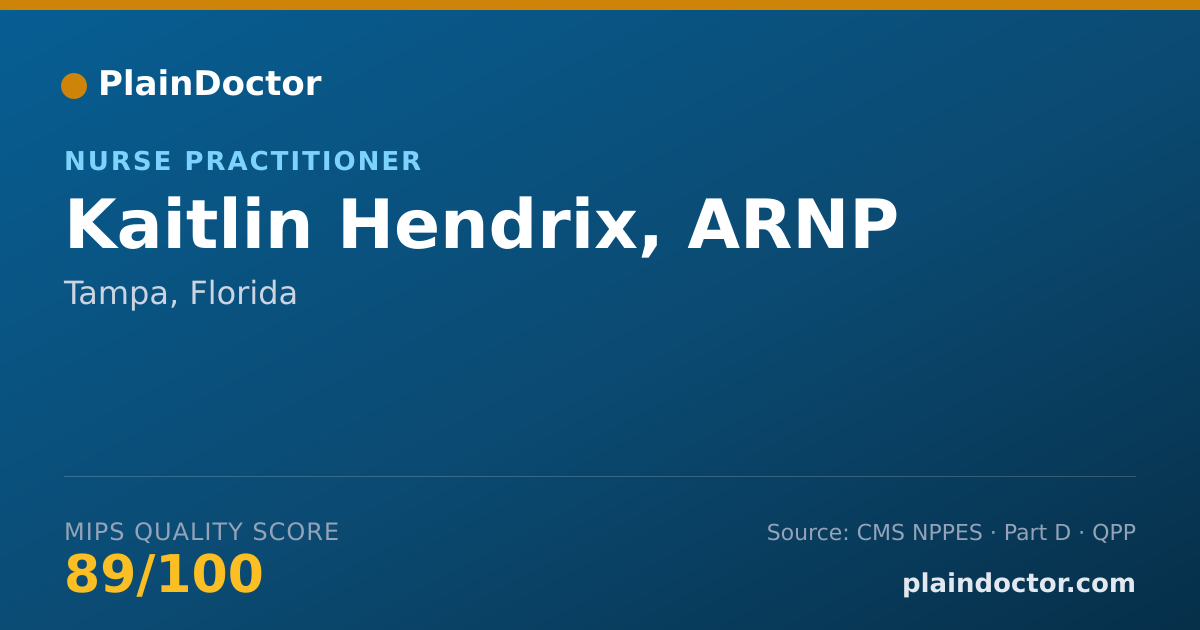Shareable card for Kaitlin Hendrix, ARNP - Nurse Practitioner, Tampa, FL