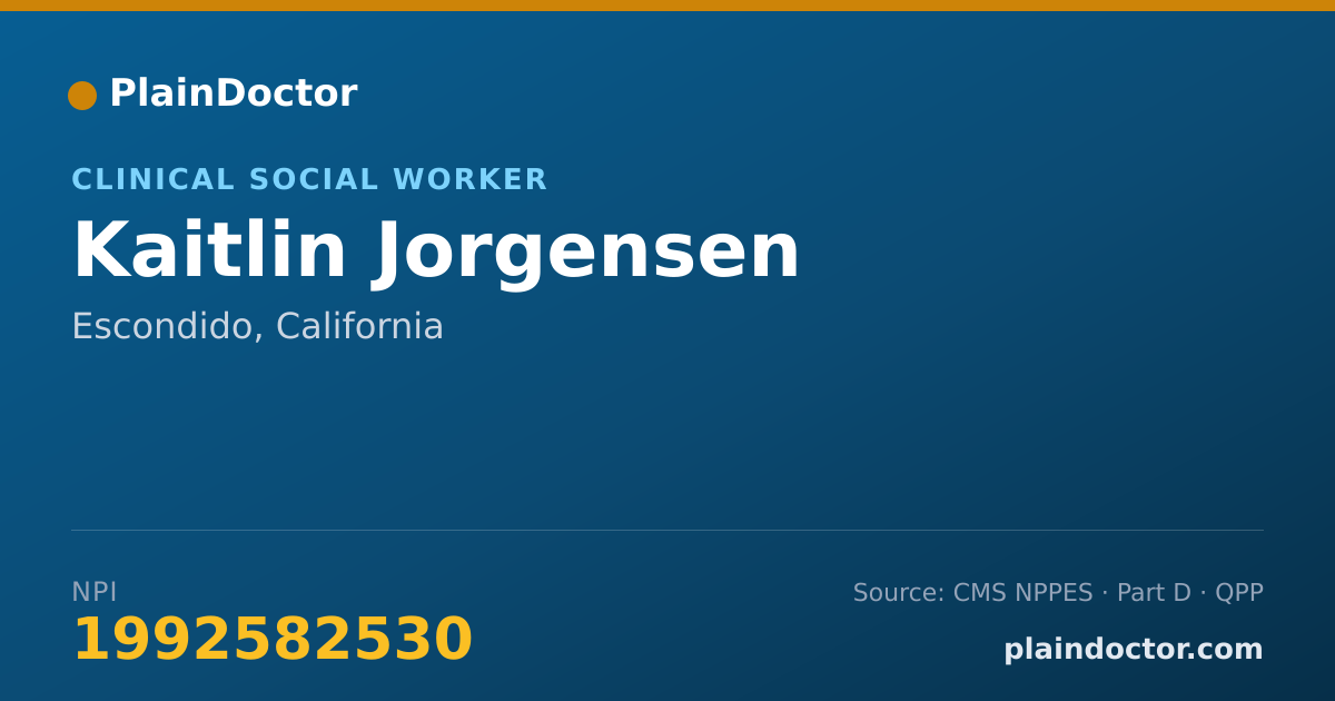 Shareable card for Kaitlin Jorgensen - Clinical Social Worker, Escondido, CA