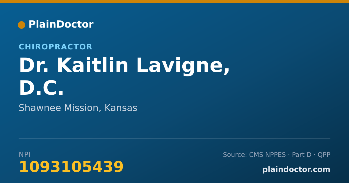 Shareable card for Kaitlin Lavigne, D.C. - Chiropractor, Shawnee Mission, KS