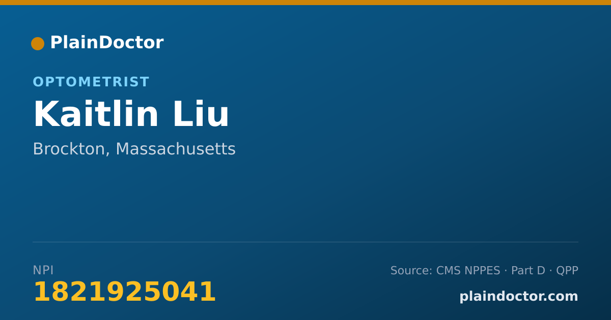 Shareable card for Kaitlin Liu - Optometrist, Brockton, MA